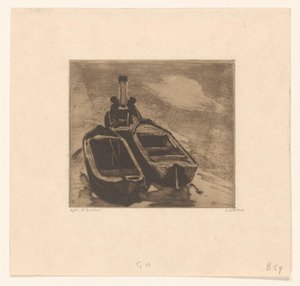 İki mavnalı römorkör by Willem Witsen (signed by artist)