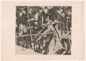 Buitenzorg'da bitki örtüsü ve dar bir köprü by Willem Arnoldus Witsen