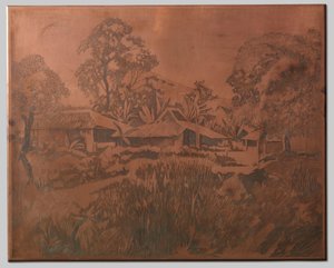 Buitenzorg, kampong evleri, arka planda sağda Salak ve Cedeh by Willem Arnoldus Witsen