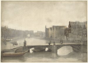 Sisin içinde Binnen-Amstel'in görünümü by Willem Arnoldus Witsen