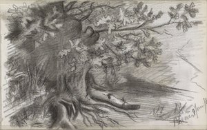 Rhenen'de büyük bir ağaçla manzara by Willem Arnoldus Witsen