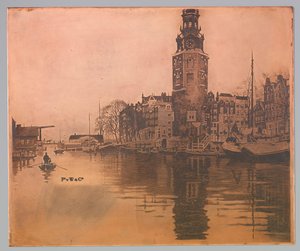 Montelbaanstoren ve kürek teknesi ile eski Schans by Willem Arnoldus Witsen