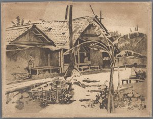 Pisang ağacı kampong, Buitenzorg'da by Willem Arnoldus Witsen
