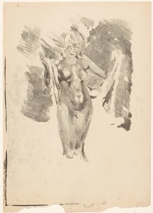 Ayakta çıplak kadın kendini kurutma by Willem Arnoldus Witsen