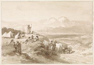 Tepelik bir manzara içinde bivouac