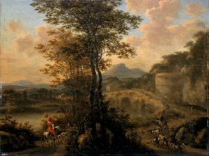 İtalyan Nehir Manzarası, Taş Köprü, 1650