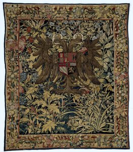 İmparator Charles V Verdure'nin arması ile İmparator Charles V'nin arması olan goblen