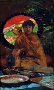 ""Japon şemsiyeli kız" Tablo Willem de Zwart (862-1931) - yaklaşık 1899 - Tuval üzerine yağlı boya Soluk 82,5x51 cm Gemeentemuseum Den Haag by Willem de Zwart