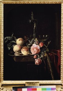 ""Natürmort güller ve şeftaliler"" (Güller ve şeftaliler) Willem van Aelst (1625-yaklaşık 1683) tarafından tablo 1659 Puşkin Müzesi, Moskova by Willem van Aelst