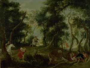 Atalanta ve Meleager Calydonian Domuz Avı ile Manzara by Willem van Herp