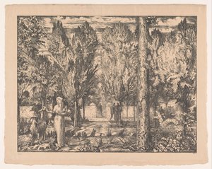 Walled Garden The Park'ta Kadın ve Ram (orijinal başlık) by Willem van Konijnenburg (signed by artist)