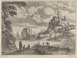 Gemilerle liman manzarası by Willem van Nieulandt (II)