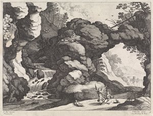Hacer ve İsmail ile manzara İtalyan manzaraları (dizi başlığı) by Willem van Nieulandt (II)