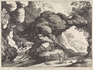 Hacer ve İsmail ile manzara İtalyan manzaraları (dizi başlığı) by Willem van Nieulandt (II)