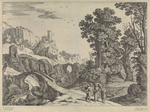 Emmaus Gezginleri ile Manzara by Willem van Nieulandt (II)