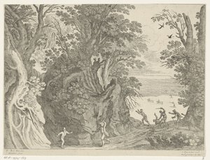 Silahlı soygun ile manzara by Willem van Nieulandt (II)