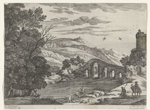 Bir nehir ile manzara İtalyan manzaraları (dizi başlığı) by Willem van Nieulandt (II)
