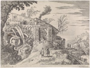 Bir Su Değirmeni ve İyi Samaritan ile Manzara İtalyan manzaraları (dizi başlığı) by Willem van Nieulandt (II)