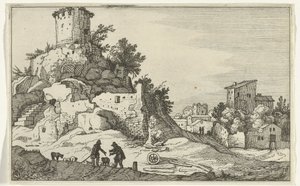 Bir kulenin yıkıntısı Roma kalıntıları ve kıyı manzaraları (dizi 1) (dizi başlığı) by Willem van Nieulandt (II)
