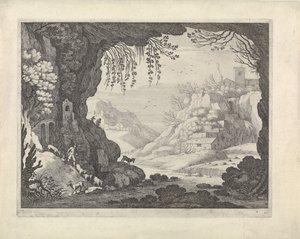Mağaradan manzara görünümü by Willem van Nieulandt (II)