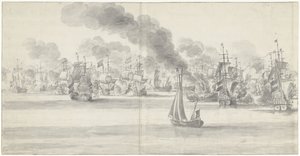 Katwijk Savaşı (sol sayfa), 1653 by Willem van de Velde (I)