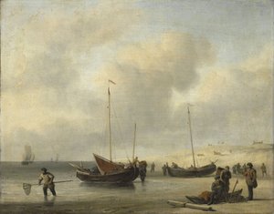 Sahilde Balıkçı Tekneleri (Kıyı, Balık Avı Boşaltma) by Willem van de Velde (II)