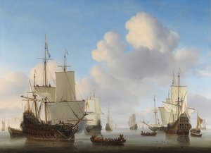Sakin denizlerde Hollanda gemileri. 1665 civarında
