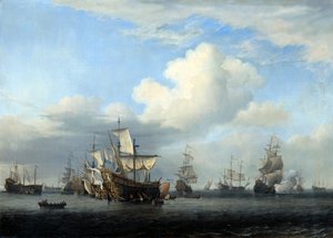 Yakalanan Swiftsure, Seven Oaks, Loyal George ve Convertine..., c1666 by Willem van de Velde the Younger