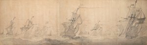 Hollanda filosu Kuzey Frizya Adaları açıklarında sahili dövüyor 9 [OS] / 19 Ekim 1658 by Willem van de the Elder Velde