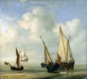 Durgun deniz. c.1650 (panel üzerine serilmiş tuval üzerine yağlıboya)