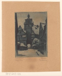 Rothenburg ob der Tauber Rothenburg o'daki Weisserturm'un görünümü. T. Weisserturm (nesne üzerindeki başlık) by Willi Foerster (signed by artist)