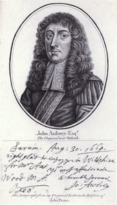 John Aubrey, İngiliz antikacı, doğa filozofu ve yazar (gravür) by William (after) Faithorne