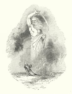 Tüccar ve Jinee (gravür) by William (after) Harvey