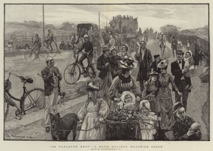 "Pleasure Bent", Bir Banka Tatili Yol Kenarı Sahnesi (gravür) by William (after) Hatherell