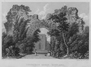 Dryburgh Manastırı, İskoçya (gravür) by William (after) Westall