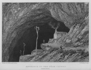 Peak Cavern'e giriş, Derbyshire (gravür) by William (after) Westall
