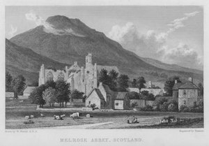 Melrose Manastırı, İskoçya (gravür) by William (after) Westall