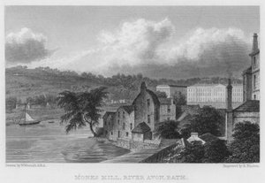 Monks Mill, Avon Nehri, Banyo (gravür) by William (after) Westall