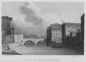 New Bailey Köprüsü, Manchester (gravür) by William (after) Westall