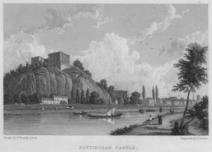 Nottingham Kalesi (gravür) by William (after) Westall