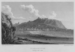Scarborough, Castle ve Bay (gravür) by William (after) Westall