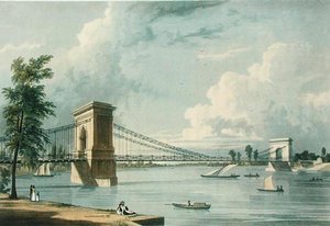 Asma Köprü, Hammersmith, Ackermann'ın 'Microcosm of London'ından, J. Baily tarafından oyulmuş by William (after) Westall