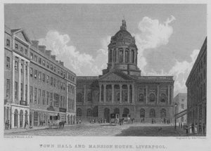 Belediye Binası ve Konak Evi, Liverpool (gravür) by William (after) Westall