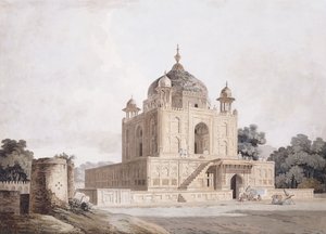 Allahabad yakınlarındaki Sultan Perviz Türbesi (kalem, tükenmez kalem ve siyah mürekkep, w/c) by William (circle of) Daniell