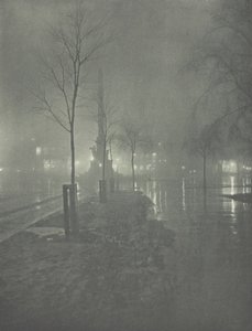 Islak Gece, Columbus Circle, New York, c. 1897. by William A. Fraser