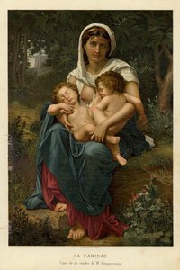 Hayırseverlik (kromolitho) by William Adolphe Bouguereau