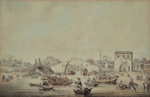 Çin Büyükelçiliği mavnaları bir köprünün altından geçmeye hazırlanıyor by William Alexander