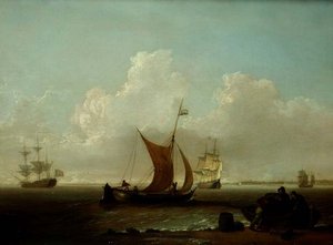 Hollanda kıyılarında bir tekne yükleyen balıkçılarla Hollanda kıyılarında nakliye by William Anderson