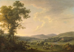 Samancılarla Peyzaj ve Bir Gürcü Evinin Uzak Görünümü, 1780 dolayları (tuval üzerine yağlı boya)