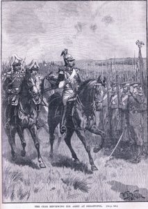 Çar, MS 1856'da Sivastopol'da ordusunu gözden geçirirken by William Barnes Wollen